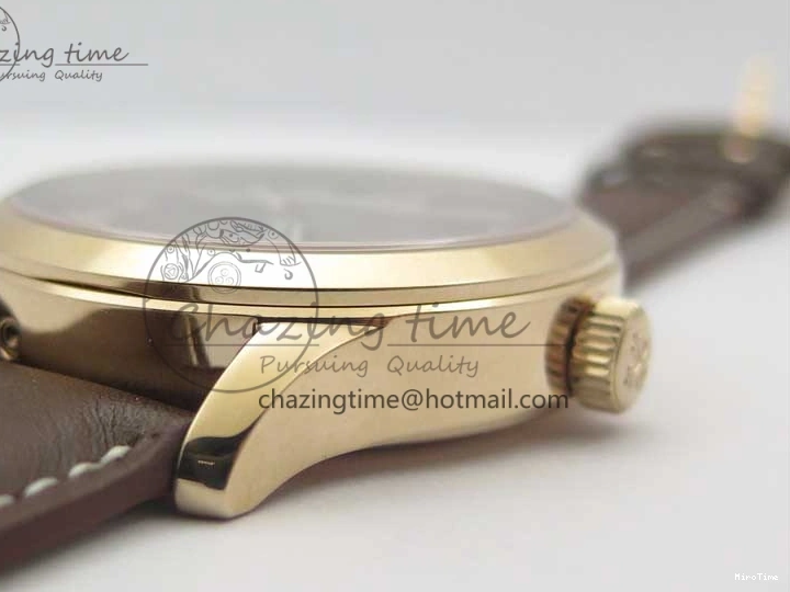 MIROTIME 1219 Calatrava 5524R Pilot Travel Time RG GRF Brown Dial on Brown Leather Strap MIYOTA TopPick 7155